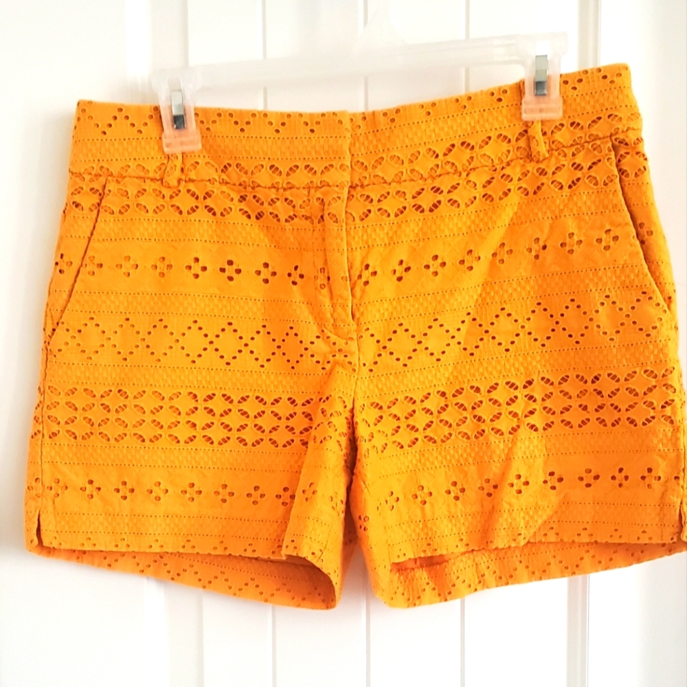 Women's Loft Orange Eyelet Shorts, size 6